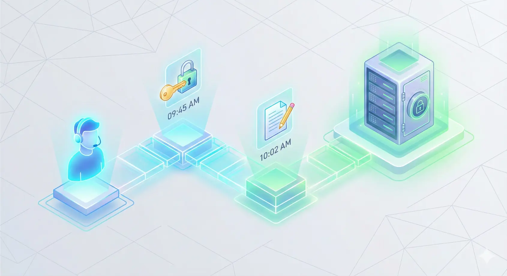3D visual of an activity log for a password manager