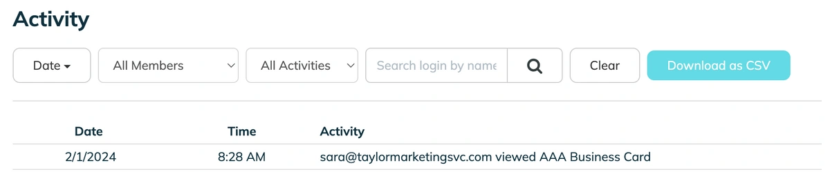 TeamPassword activity log