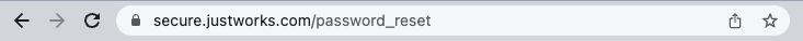 screenshot of a secure justworks reset password url
