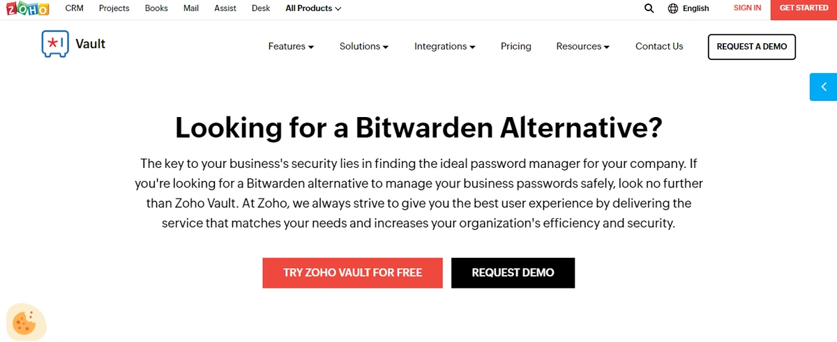 Zoho Vault Homepage.webp