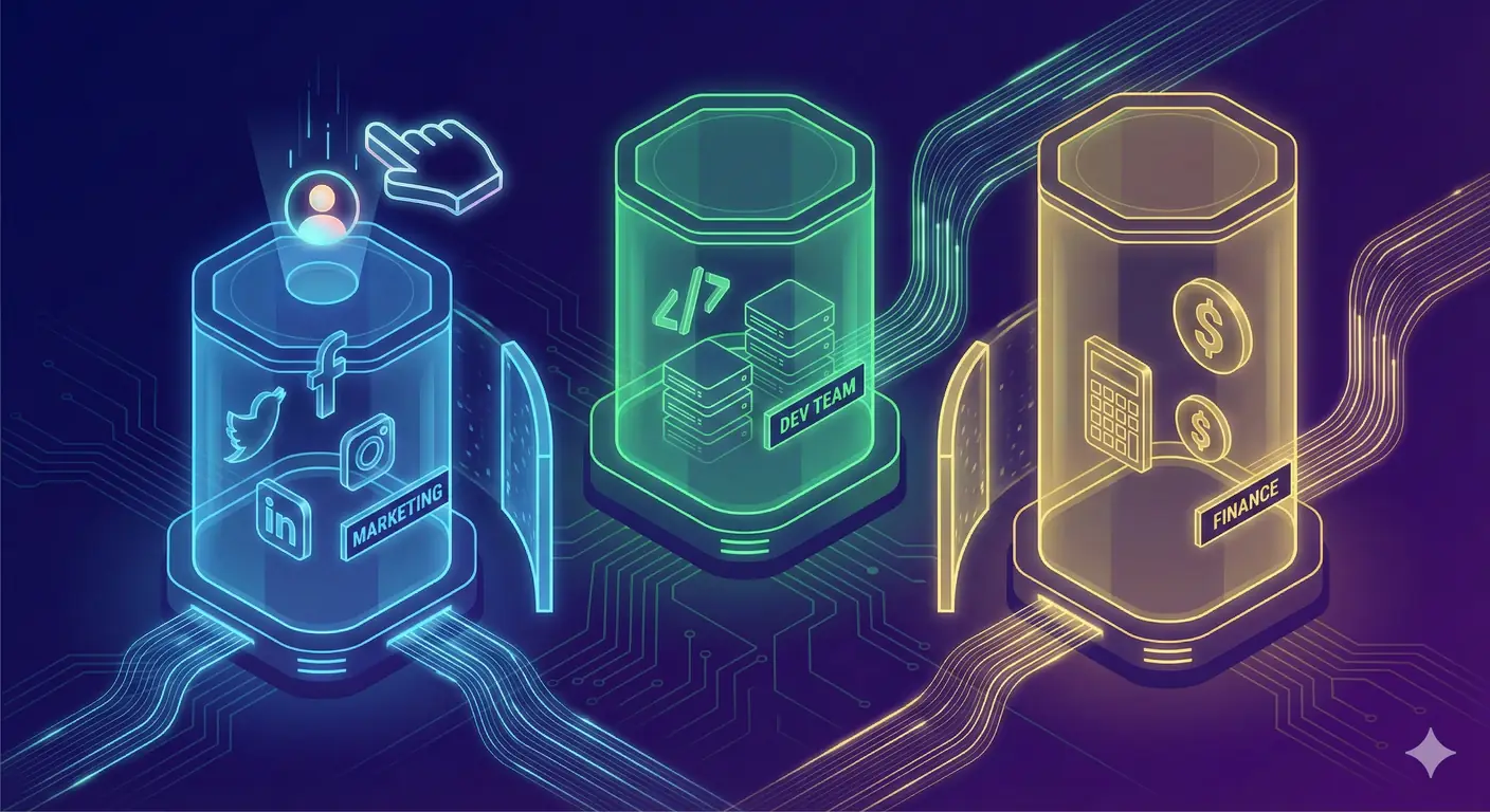 octagonal 3D silos representing password groups