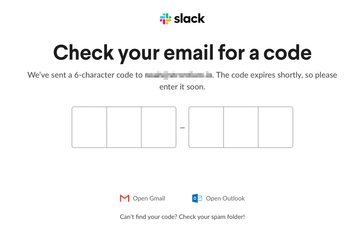 Slack sign-in with email flow — step 3