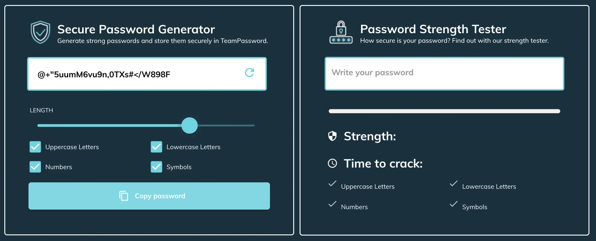 TeamPassword's secure password generator